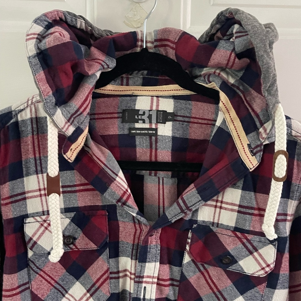Simons Burgundy and Navy Checkered Shirt